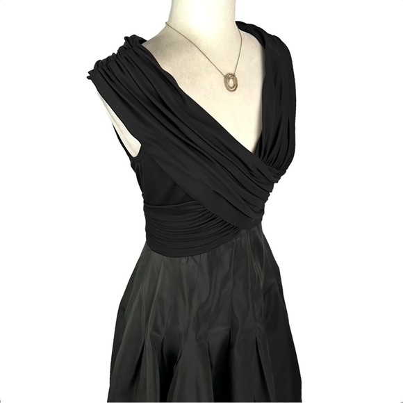 Tadashi Shoji Black Pleated Fit and Flare Midi Dress - Picture 7 of 16